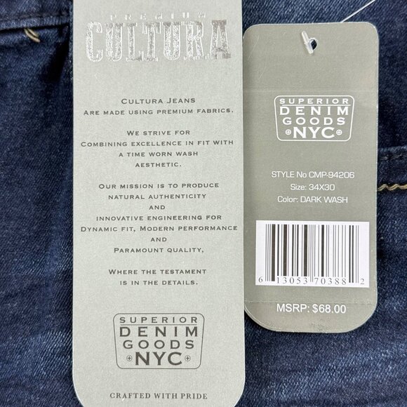 NWDEFECT Cultura Men's Athletic Fit Natural Flex Stretch Blue Denim Jeans 34x30 - Picture 5 of 12